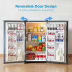 Midea MERM33S1AST Mini Fridge, 3.3 Cu.ft Compact Fridge with Internal Light, Adjustable Thermostat, Reversible Door, Low Noise for Dorm, Office, Bedroom, Stainless Steel