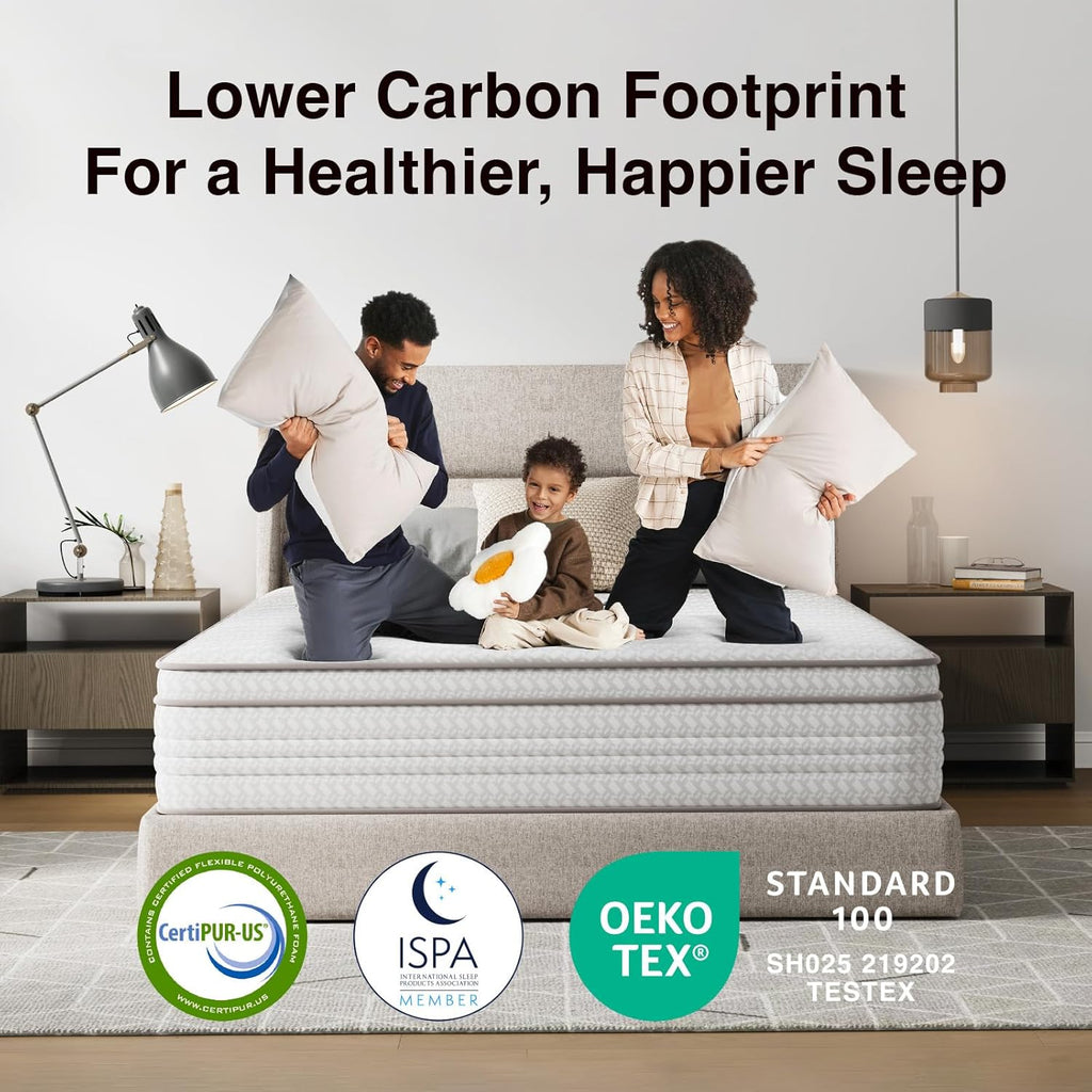 Novilla King Size Mattress, 12 Inch King Mattresses in a Box with Smarts™ Pocket Coil for Pressure Relief, Medium Plush Foam and Spring Hybrid Colchones with CertiPUR-US Certified