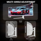 CRUA 49" White Curved Monitor | DQHD(5120 * 1440)  120Hz  1500R  32:9  AMD FreeSync  120% sRGB  Height Adjustable Ultra-Wide Screen Computer Monitors  HDMI 2.1 & DP 1.4  Wall Mount Install