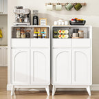 Kitchen Storage Cabinet, Buffet Cabinet with Doors and Adjustable Drawers, Modern Accent Sideboard Coffee Bar Cabinet for Living Room, Dining Room, Entryway, White