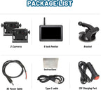 3x Wireless WiFi Magnetic Backup Cameras 1080P HD 5" Dual Monitor Battery Powered No Wiring Rear View Reverse Monitoring Camera Portable Kit for Car Truck Pickup RV Camper 5th Wheel Boat Horse Trailer
