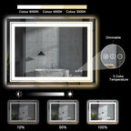 LED Bathroom Mirror, 48"X32" with Front and Backlit, Anti-Fog, Large Bathroom Vanity Mirror for Wall, Memory Function, Stepless Dimmable, Tempered Glass (Horizontal/Vertical)