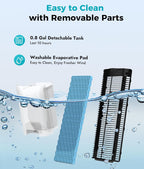 Evaporative Air Cooler - Swamp Cooler with 3L Water Tank, 3 Modes & 3 Speeds, Remote Control, 12H Timer, 50° Oscillating Portable Bladeless Cooling Tower Fan For Room Bedroom Office Mother's Day