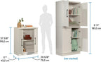 HomePlus Small Kitchen Pantry Storage Cabinet with Adjustable Shelves, Living Room Storage Cabinet, Soft White Finish