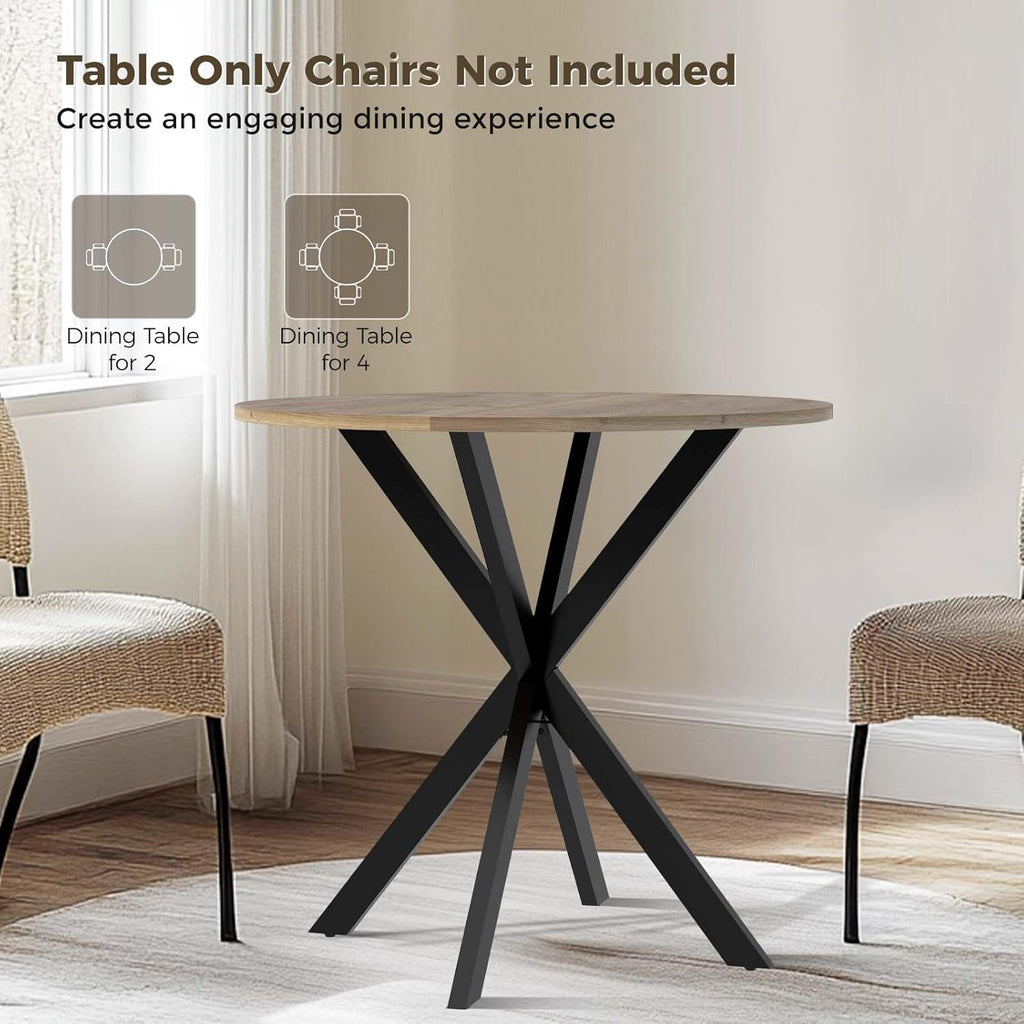 Vantic 31.5" Small Round Dining Table for 2-4, Round Kitchen Table for Small Spaces, Farmhouse Circle Dining Room Table for Kitchen and Living Room, Natural Oak