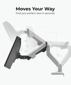 Heavy Duty Monitor Arm Desk Mount for 34-49 Inch Ultrawide Curved Monitors  Supports 14-38 lbs  Gas Spring Ergonomic Full Motion with Cable Management  Red Dot Design Awarded  White
