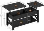 Rolanstar Coffee Table 47.2", 2 Way Lift Top Farmhouse Center Table with Hidden Compartment, Open Shelf & X Wooden Support for Living Room, Black