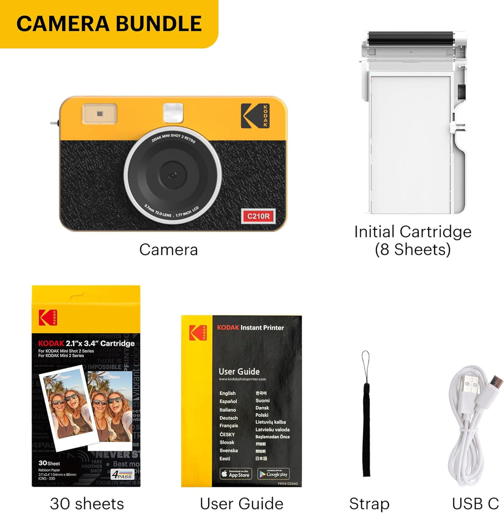 Kodak Mini Shot 2 Retro Portable Wireless Instant Camera & Photo Printer - White - 60 Sheets