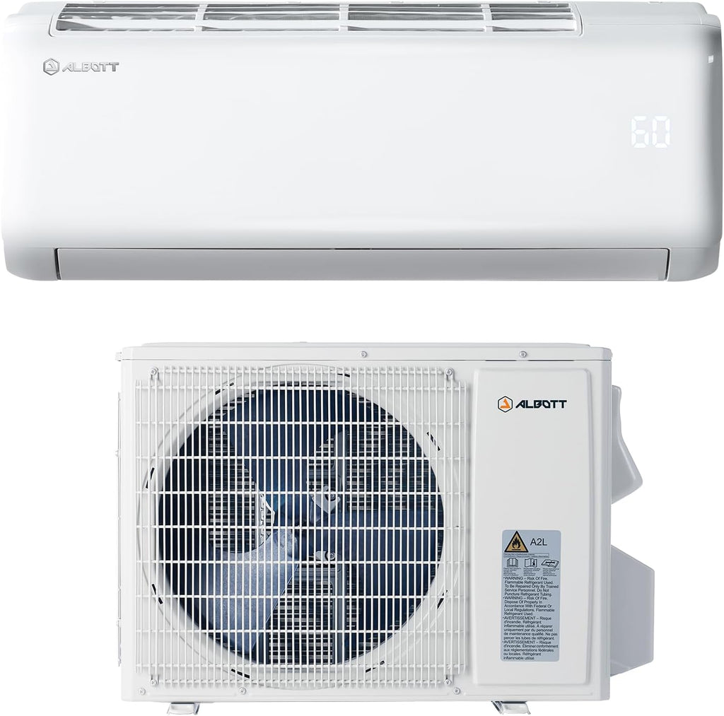 Albott Mini Split Air Conditioner Heat Pump, 12000 BTU 18.5 SEER2 220V Inverter Wall-Mounted Unit for Spaces up to 750 Sq. Ft, Includes 14.8ft Install Kit, White