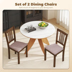HOMCOM Dining Chairs Set of 2, Solid Wood Kitchen Chairs, Mid Century Modern Linen Fabric Upholstered for Dining Room, Living Room, Walnut Frame and Taupe Upholstery