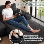 Modular Sectional Sofa Cloud Sectional Couch, 95" Comfy Fluffy L-Shaped Couches for Living Room, Deep Seat Memory Foam Plush Corduroy Boneless Couch Sectionals No Assembly (Black,Right-Facing Chaise)
