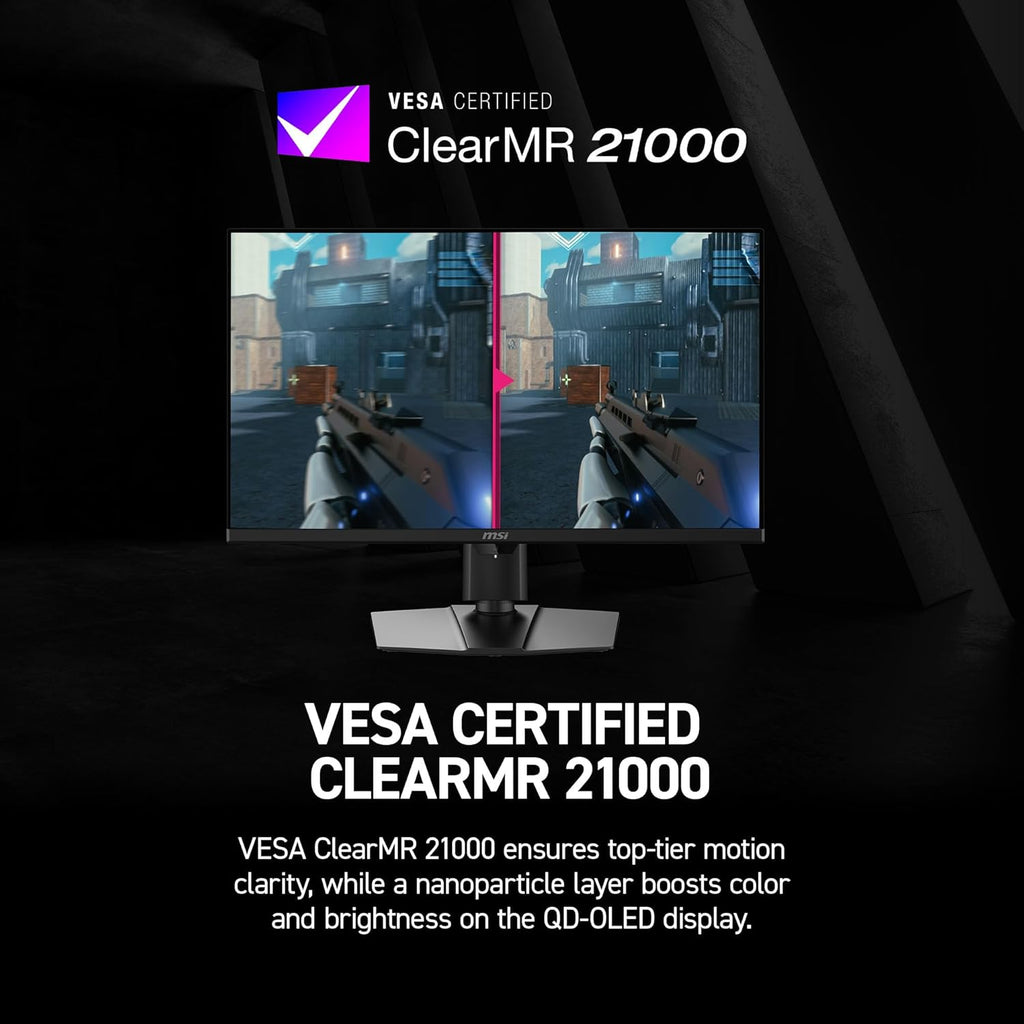msi MPG 271QR QD-OLED X50 27-inch 2560 x 1440 (QHD) Gaming Monitor  500Hz  AMD Adaptive-Sync  HDR Ready  HDMI  VGA Port  VESA Mountable  Tilt  4-Side Slim Bezel  0.03ms  Black