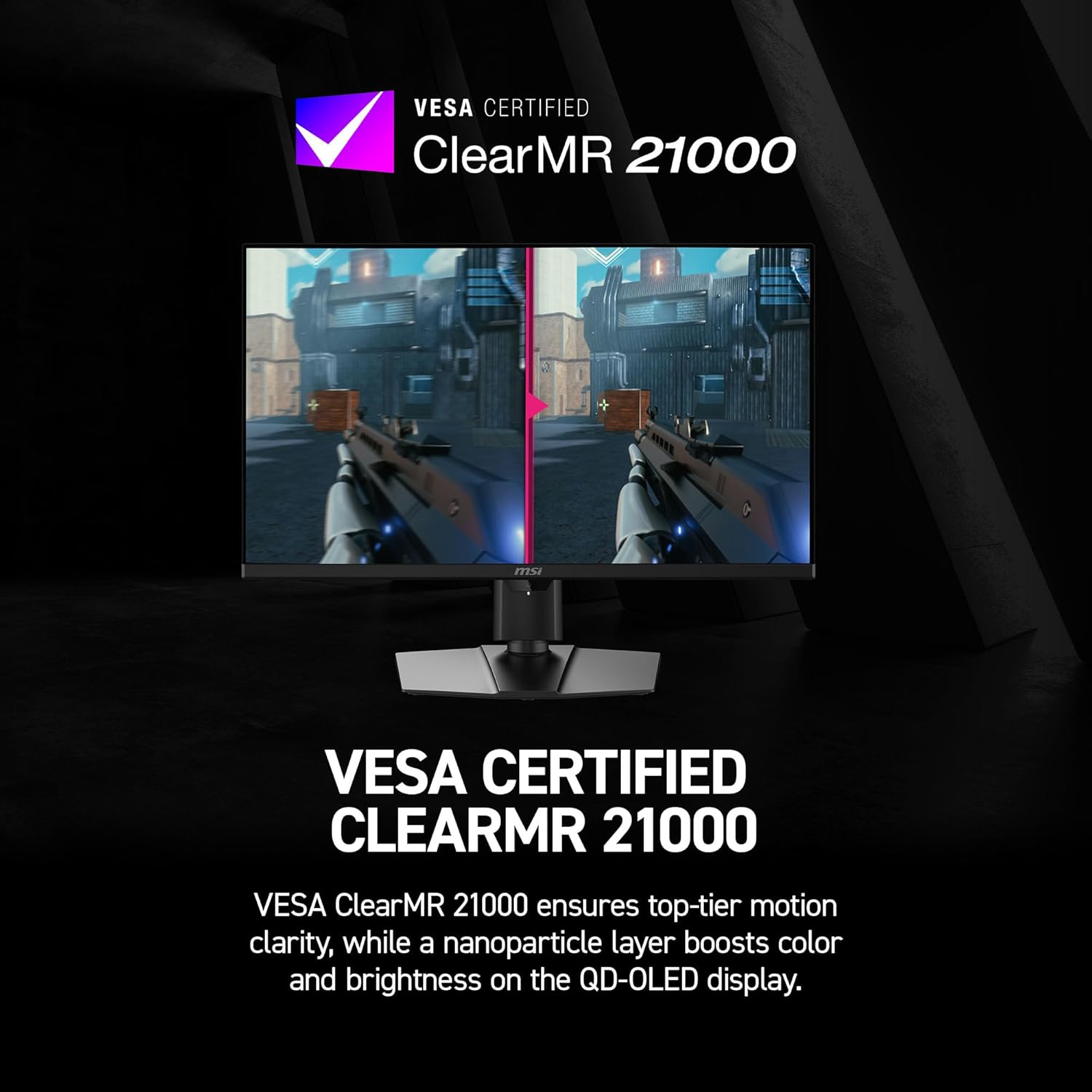 msi MPG 271QR QD-OLED X50 27-inch 2560 x 1440 (QHD) Gaming Monitor  500Hz  AMD Adaptive-Sync  HDR Ready  HDMI  VGA Port  VESA Mountable  Tilt  4-Side Slim Bezel  0.03ms  Black