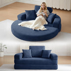 71" Boneless Couch Sofa Bed Oversized Round Couch 2-in-1 Foldable Floor Loveseat Sofa for Living Room and Apartment No Assembly.(Blue, 71")