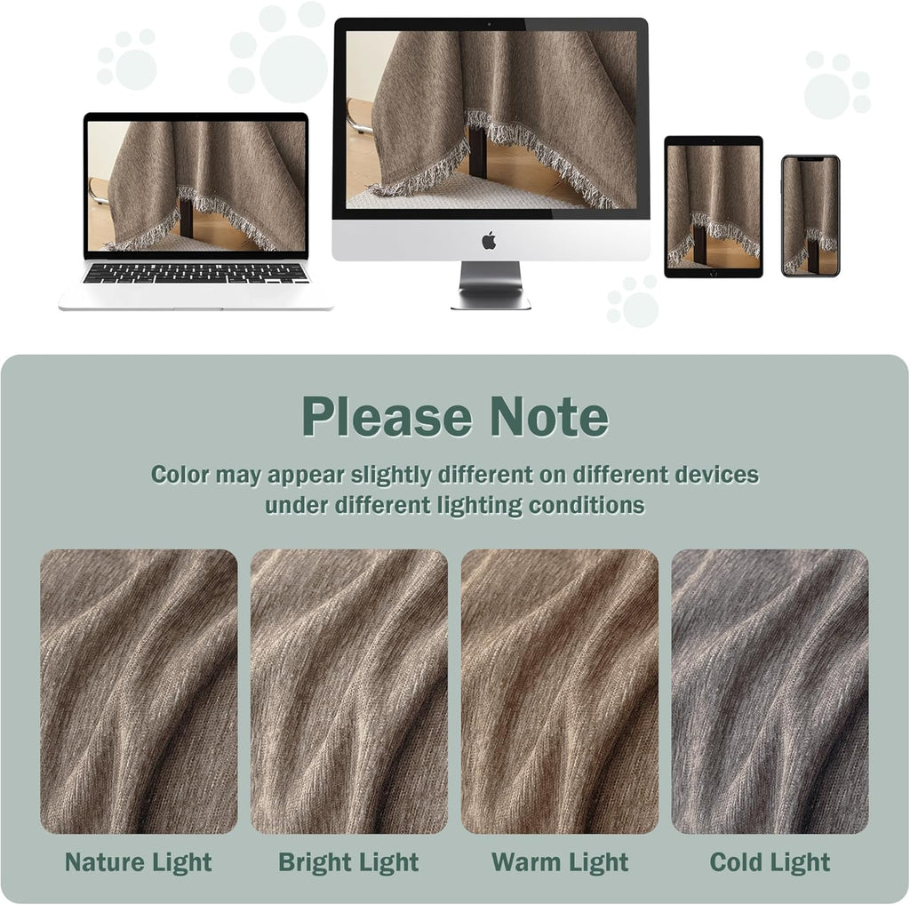 MEETSKY Couch Covers for Sectional Sofa, Chenille Couch Covers for L Shape Sofa Cover Washable, 2 Pieces Sofa Slipcover for 3-4 Cushion Couch, Furniture Protector (XX-Large, 71"x118"+91"x134", Sand)