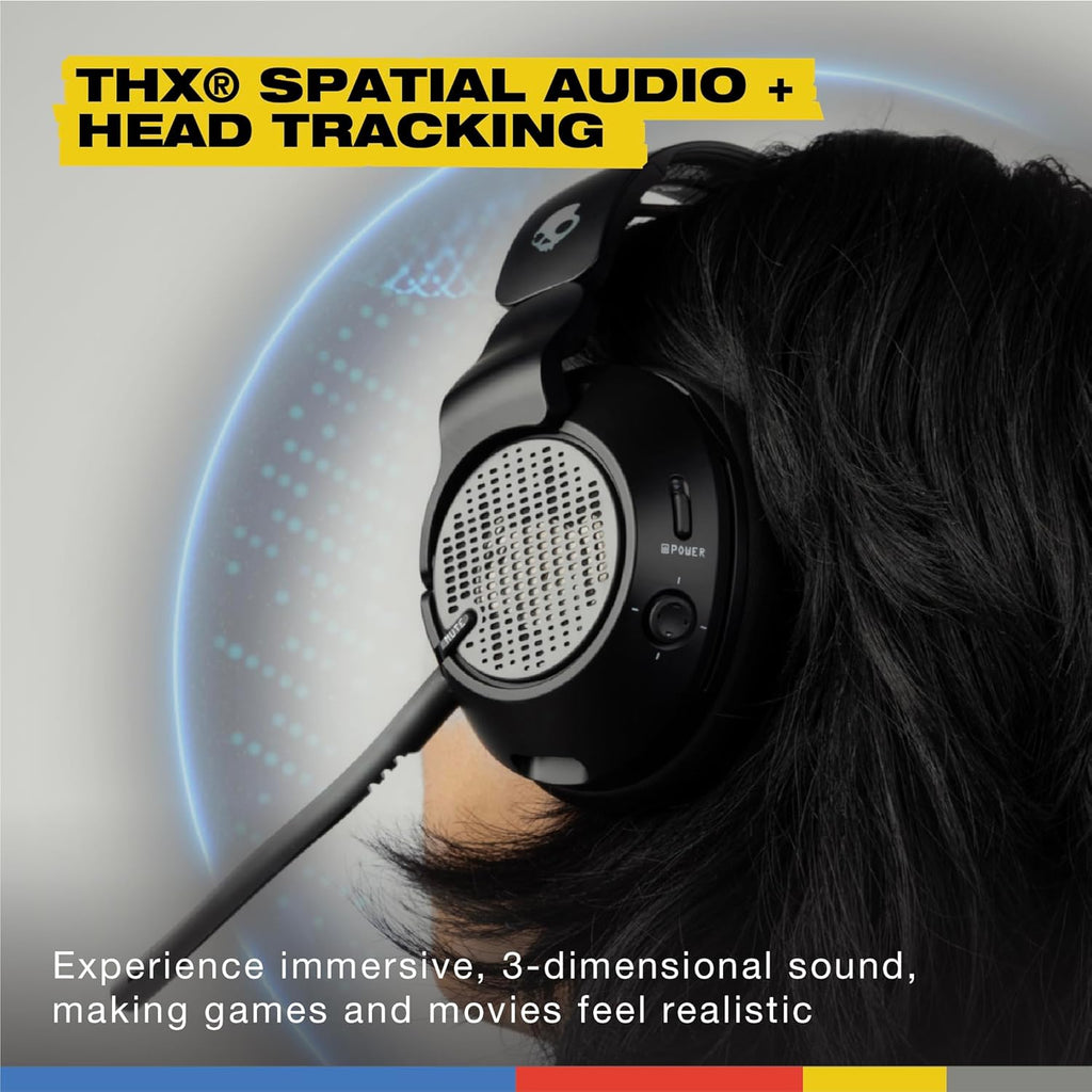 Skullcandy Crusher PLYR 720 Wireless Gaming Headset  Ultimate Immersion and Comfort  THX Spatial Audio  Multi-Sensory Bass and Platform- Digi-Black  Removable Mic  PC  PlayStation  Nintendo