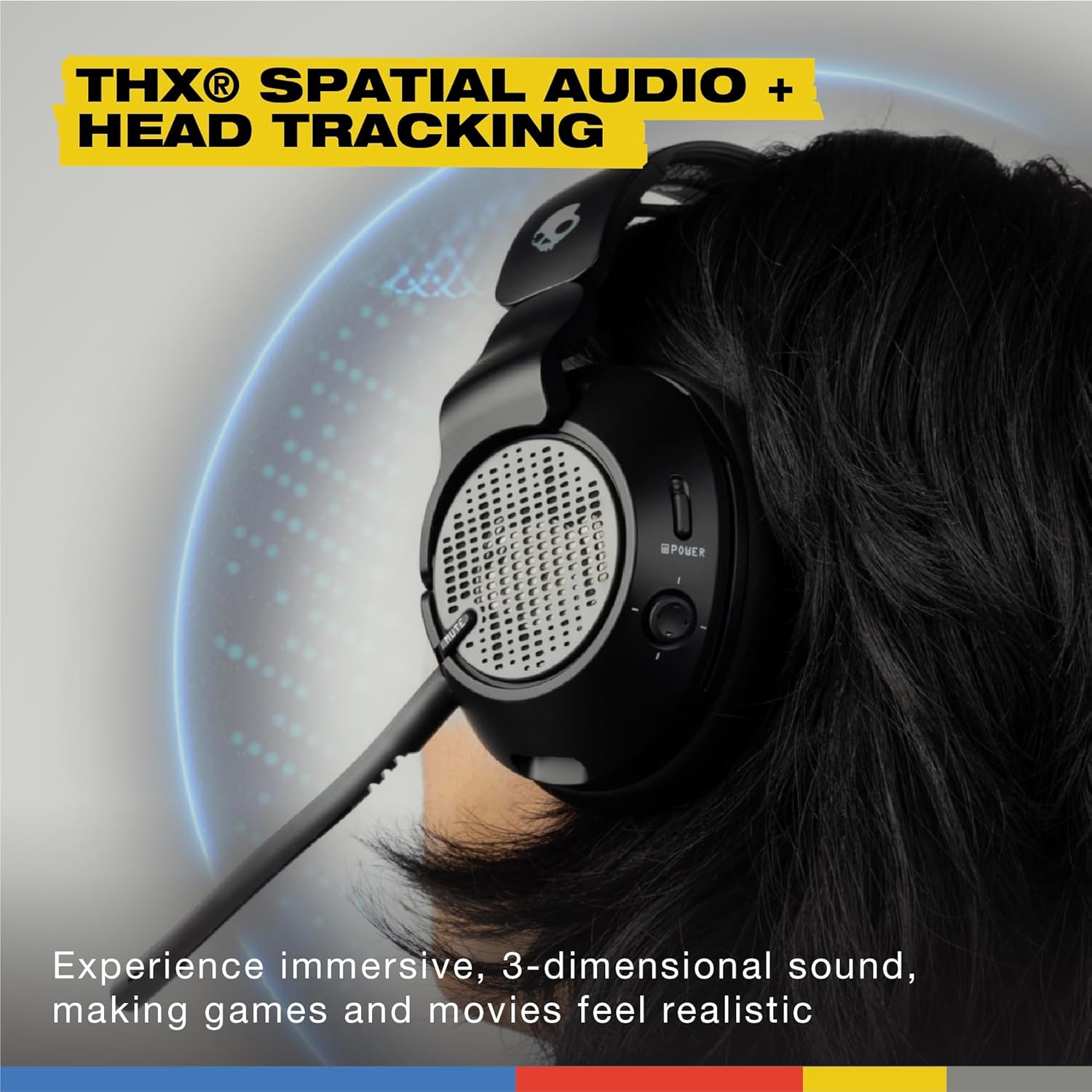 Skullcandy Crusher PLYR 720 Wireless Gaming Headset  Ultimate Immersion and Comfort  THX Spatial Audio  Multi-Sensory Bass and Platform- Digi-Black  Removable Mic  PC  PlayStation  Nintendo