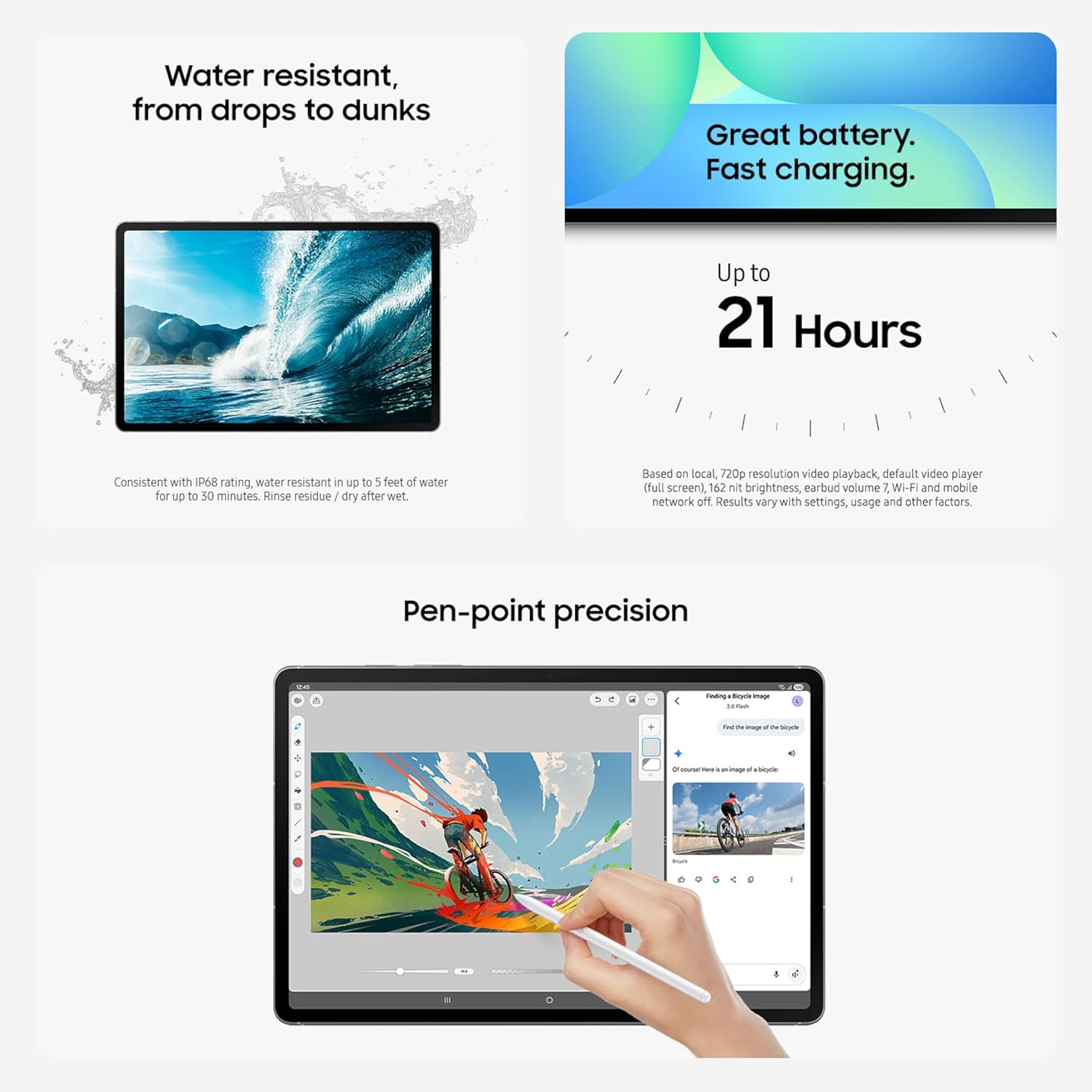 SAMSUNG Galaxy Tab S10 FE+ 13.1” 128GB WiFi Android Tablet  Large Display  Long Battery Life  Exynos 1580 Processor  IP68  Water-Resistant  90 Hz Refresh  S Pen for Note-Taking  US Version  Gray