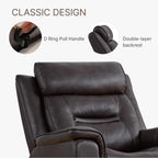 Leather Recliner Chair, 360° Swivel Rocker for Adults Manual Rocking Reclining Chair with Adjustable Backrest Footrest for Living Room Bedroom Home Theater Seating