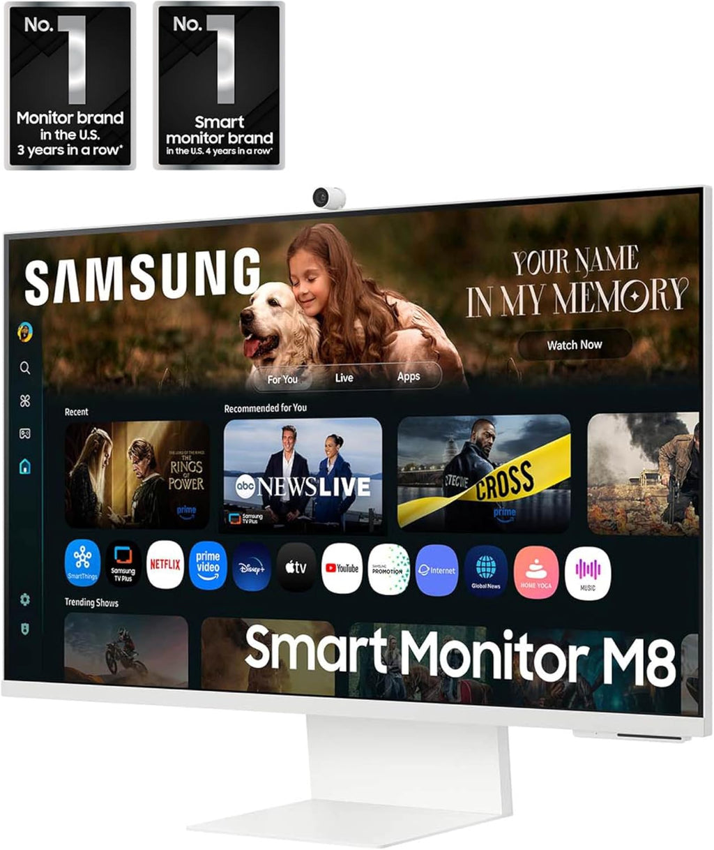 Samsung 32” Smart Monitor M8 (M80F) 4K UHD Display  Samsung Vision AI  Smart TV Apps  Gaming Hub  USB-C  HDMI and USB-A  White  LS32FM803UNXZA  2025
