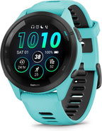 Wearable4U Garmin Forerunner 265 Music GPS Running 46 mm Smartwatch  Aqua with AMOLED 1.3 in Touchscreen Display Black Earbuds Bundle