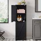 DWVO Tilt Out Laundry Hamper - 53" Tall Bathroom Storage Cabinet Laundry Cabinet with Adjustable Shelves and Clothes Basket, Laundry Hamper Shelf for Laundry Room Bathroom Organizer, Black
