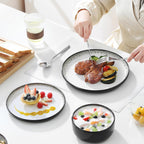vancasso PLAYA Plates and Bowls Sets, 18 Pieces Beige Dinnerware Sets for Kitchen, Reactive Glaze Dishes Set for 6, Dishwasher and Microwave Safe
