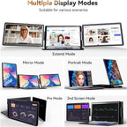 15.6" Detachable Laptop Screen Extender  FHD 1080P IPS Dual/Triple Portable Monitor for Laptop  USB-C/HDMI Plug & Play  Multi/Extra Travel Display Computer Monitor for 12-18.5" Win/Mac/Android-S9H