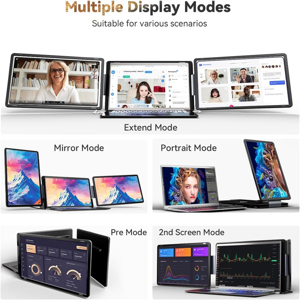15.6" Detachable Laptop Screen Extender  FHD 1080P IPS Dual/Triple Portable Monitor for Laptop  USB-C/HDMI Plug & Play  Multi/Extra Travel Display Computer Monitor for 12-18.5" Win/Mac/Android-S9H