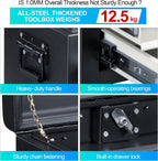 3 Drawers 22" Portable Metal Tool Box, Heavy Duty Toolbox with Double Locking System & Unique Built-in Drawer Lock, Tool Chest Organizer for Workshop, Garage, DIY Office Storage