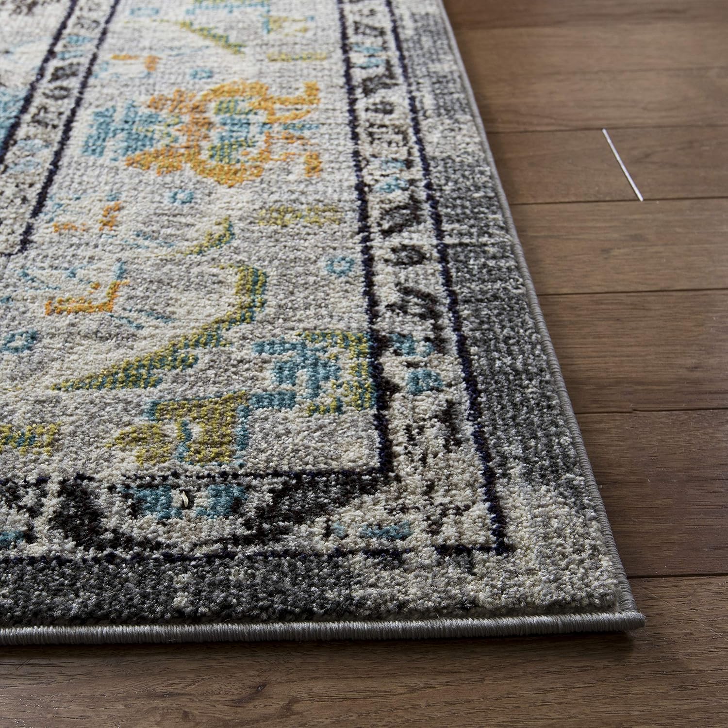 SAFAVIEH Monaco Collection Area Rug - 11' Square, Grey & Light Blue, Non-Shedding & Easy to Clean, Distressed Medallion Design, Ideal for Living Room, Bedroom, Dining Space (MNC243G)