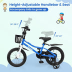 BABY JOY Kids Bike, 12 14 16 18 Inch Boys Girls Bike for 3-8 Years w/Training Wheels, 20 Inch Children Bicycle for 8+ Teens w/Kickstand, Handbrake, Coaster Brake & Removable Basket, Sporty Bicycle