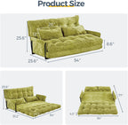 MAXYOYO Adjustable Floor Sofa Couch with 2 Pillows, Multi-Functional Bean Bag Bed, 5-Position Foldable Lazy Sofa Sleeper Bed with Armrest, Versatile Floor Seating for Reading, Green, Double