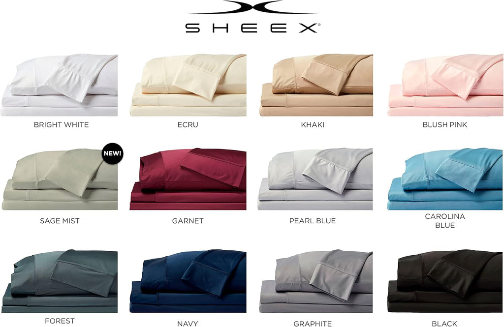 SHEEX - Original Performance Sheets Set (King/California King) Ecru - Cooling Sheets - Moisture Wicking - 1 Flat Cooling Sheet, 1 Fitted Cooling Sheet, 2 Pillow Covers - Wrinkle Free - Sleep Aid