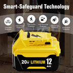 4 Packs 12000mAh Replacement for Dewalt 20V Battery 12.0Ah and DCB104 4-Port Charger Compatible with Dewalt 20V Battery Lithium DCB206 DCB207 DCB204 DCB200 DCB201 DCB203 Series Power Tool(5Pack）