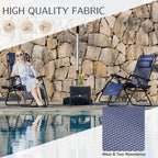 Sweetcrispy Zero Gravity Chairs Set of 2, Outdoor Folding Reclining Lounge Chair with Cup Holder Tray & Adjustable Pillow, Portable Camping Beach Patio Poolside Lawn Yard Chair, Classic Blue