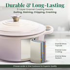 Larder & Vine Enameled Cast Iron 5.7 qt Dutch Oven Pot with Lid | Dutch Oven | Compatible on All Cooktops & Oven Safe to 500° F | Great for Sourdough Bread | Stone