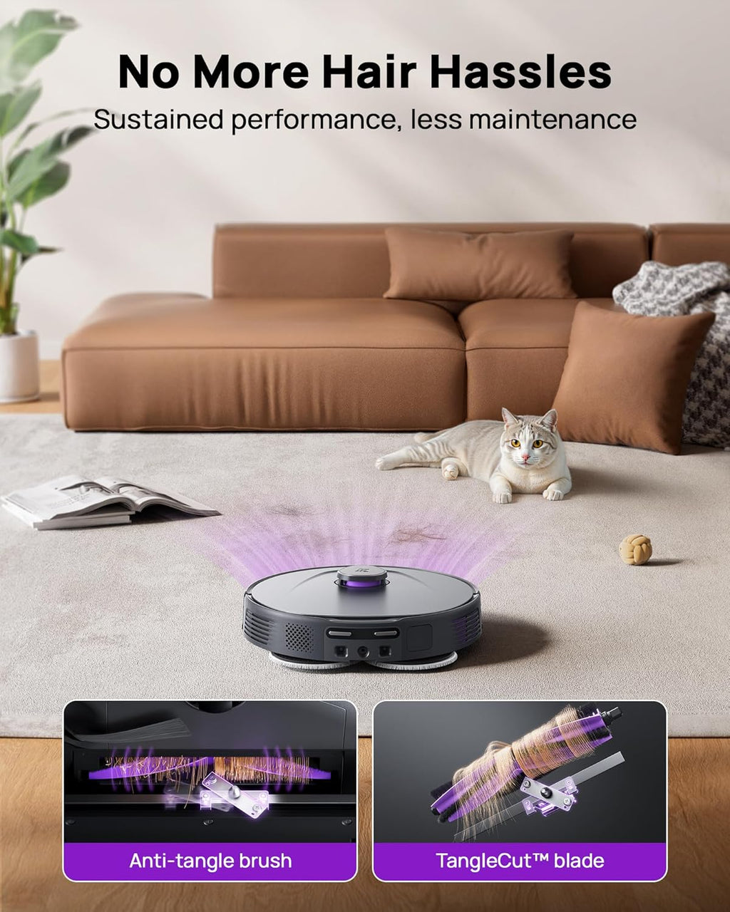 3i P10 Ultra Robot Vacuum and Mop Combo, 18,000 Pa Suction, Self-Emptying, Auto-Extending Edge Mopping, 140℉ Hot-Water Self-Cleaning, LiDAR Navigation, Automatic TangleCut for Pet Hair, 4 Carpet Modes