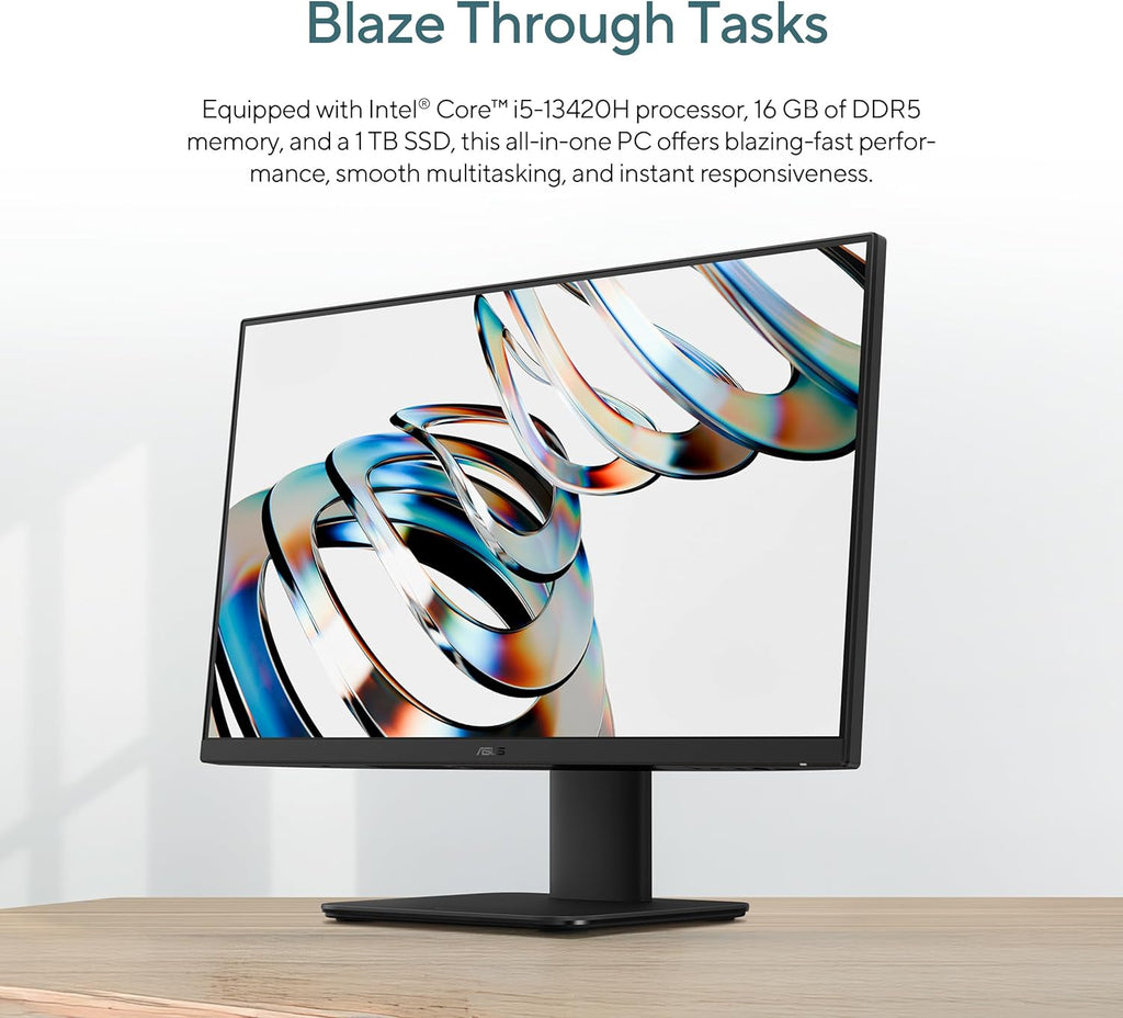ASUS V470 All-in-One  27” FHD Anti-Glare Touch Display  16GB DDR5 RAM  1TB SSD  Intel® Core™ i5-13420H Processor  Windows 11 Home  Wired Keyboard and Mouse Included  V470VA-MS504T  Black