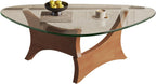 Glass Coffee Table Mid-Century Modern Coffee Table for Living Room Center Table Suitable for Bedroom Living Room Reception Office Tables（Walnut/Transparent，Medium）