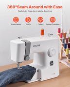 VEVOR Sewing Machine, 18 Stitch Applications, with LED Light and Foot Pedal, Simple Dial Control, Interior Metal Frame, Lightweight and Portable Beginner Sewing Machine for Adults Crafts and Mending