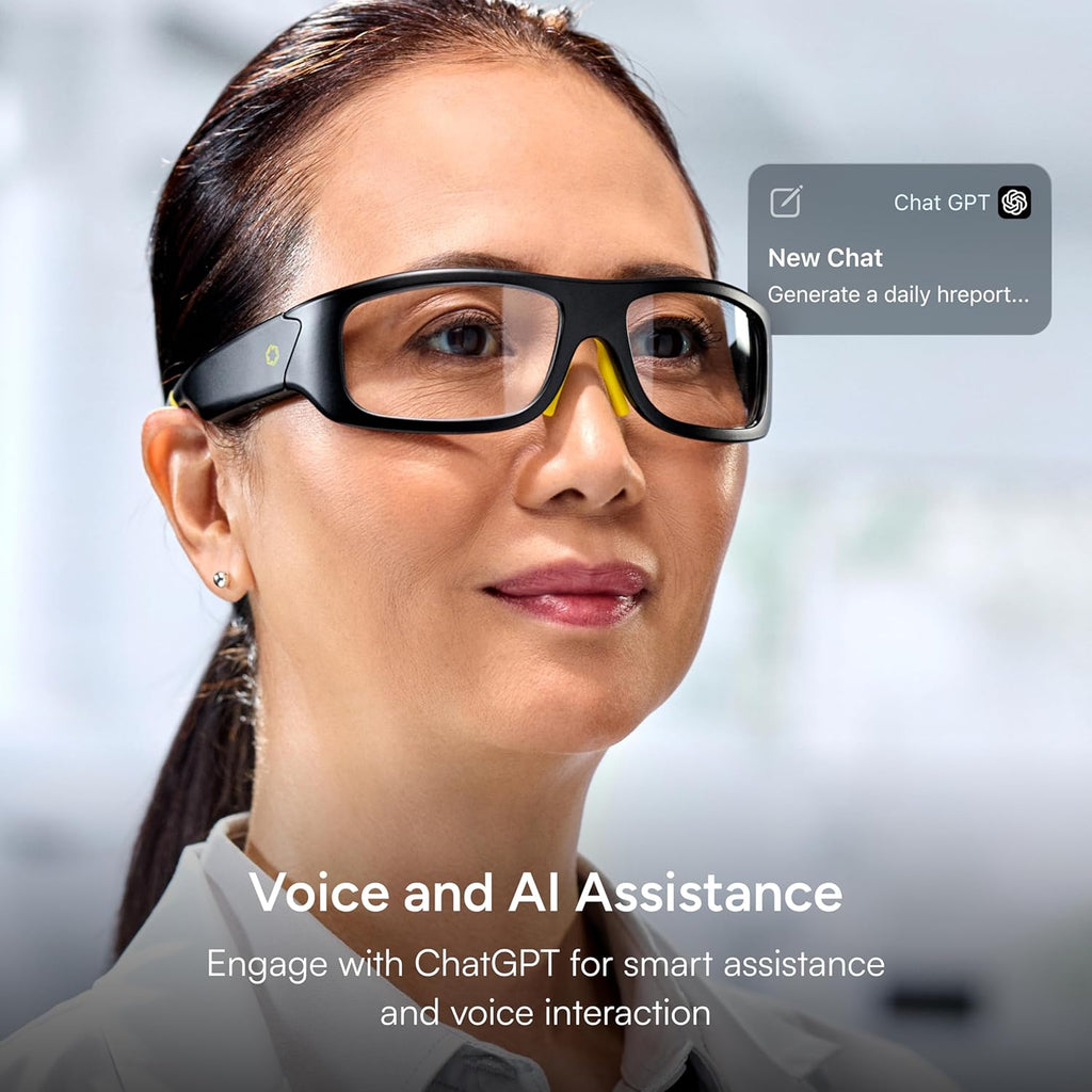 Lucyd Armor Smart Safety Glasses  TR90 Frame  Light Adaptive Lenses  Open Ear Speakers & Microphone - ANSI Z87.1