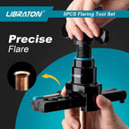 LIBRATON Flaring Tool, HVAC Flaring Tool Kit, Copper Flaring Tool, 45° Eccentric Single Flare Tool for 1/4''-3/4'' and 6-19mm with Pipe Cutter, Deburring Tool for Copper Aluminum Pipe