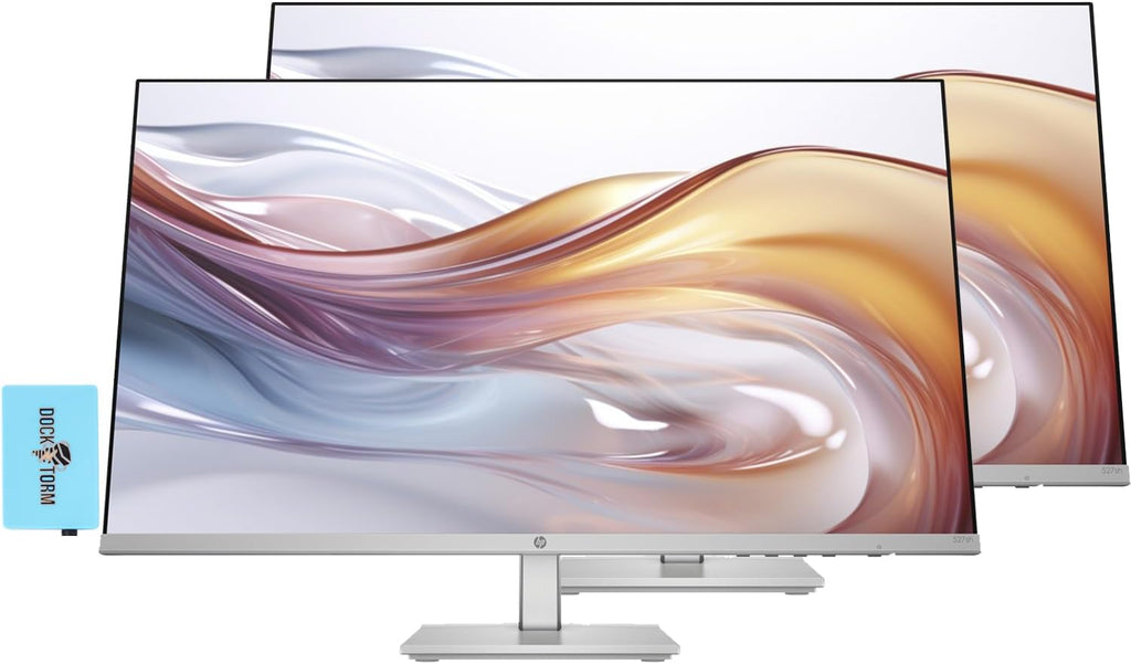 HP Series 5 527sh Monitor (Replaces M27h) 27" 100Hz IPS FHD (1920x1080) 99% sRGB Display  Adjustable Height & Tilt  Flicker Free  Anti-Glare  Black/Silver w/DKZ USB Port Expander (2 Pack)