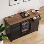GDLF Large Coffee Bar Cabinet with Fridge Space, Mini Fridge Cabinet with Wine Storage, Buffet Sideboard Table for Home, Fluted Modern Design,53.2" L