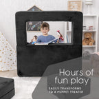 Milliard Kids Couch - Modular Kids Sofa for Toddler and Baby Playroom/Bedroom Furniture (Black) with Bonus Pillow