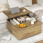 FABATO Lift Top Coffee Table, Wood Square Coffee Table with Storage, Farmhouse Coffee Tables with Hidden Storage Compartment, Center Table with Lifting Tabletop for Living Room, Home Office, Oak