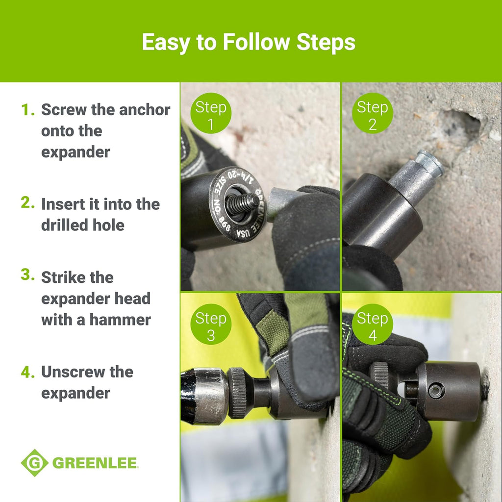 Greenlee 868 Screw Anchor Expander for Caulking Anchor Size 1/4-20, Heavy-Duty Screw Anchor Expanding Tool