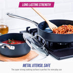 Blue Diamond Cookware Hard Anodized Ceramic Nonstick, 10 Piece Cookware Pots and Pans Set, Non-Toxic PFAS-Free, Dishwasher and Oven Safe, Durable, Even Heating, Metal Utensil Safe, Gray