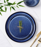 TheTerra Ceramic Dinnerware Sets for 4, 12 Pieces Handmade Reactive Glaze Plates and Bowls Set, Scratch Resistant Dish Set, Oven & Microwave & Dishwasher Safe, Blue